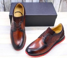 Men's fashionable leather stitching genuine leather breathable leather shoes