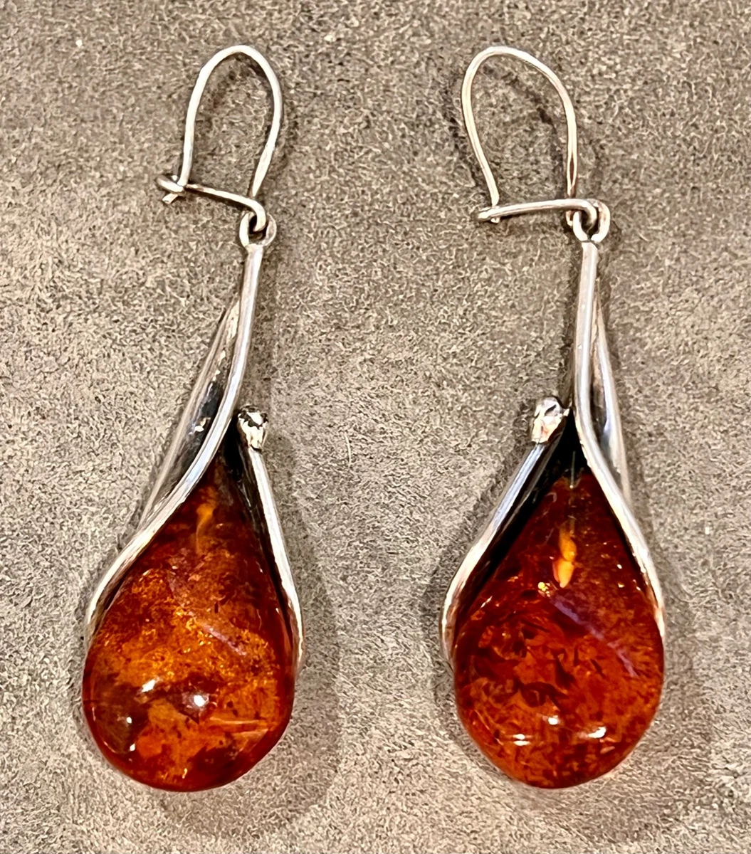 Large amber hotsell drop earrings