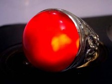 Yemeni Aqeeq Ring Liver Blood Red Agate Size 9 Natural Stone 925 Sterling Silver