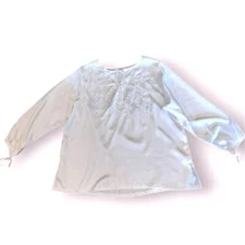 Venezia Vitale Women's White Embroidered Boho Peasant Embroidered Blouse Size 2X