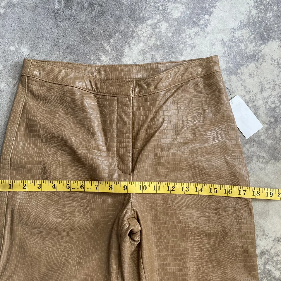 Kenneth Cole Pants Women Size 4 Lambskin Leather Iguana Dixon Dune Tan Brown - Image 3 of 4