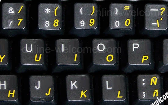 SPANISH LATIN AMERICAN KEYBOARD STICKER TRANSPARENT YELLOW LETTERS - Image 4 of 4