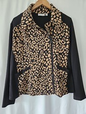 Ladies Jacket Blazer Size Large Animal Print Zip Up Jacket Susan Graver
