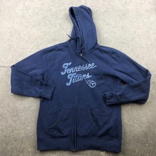 Tennessee Titans Hoodie Women Large Blue Sweatshirt Football Pullover Full Zip