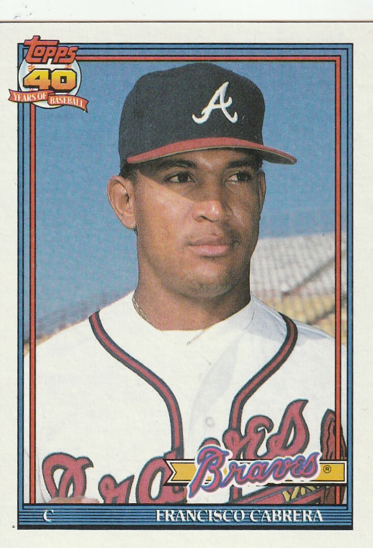 FREE SHIPPING-MINT-1991 Topps Francisco Cabrera #693 BRAVES-40 YEARS OF BASEBALL