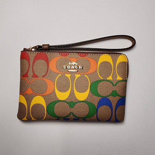 NWT CA217 Coach Rainbow Pride Signature Canvas Small Wristlet eBay