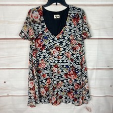 Show Me Your MuMu Dress Womens Small Floral Kylie Mini V-Neck Swing Short Sleeve