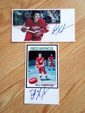 Bill Hogaboam TWO 4X7 PHOTOS Autographed Detroit Red Wings NHL Signed