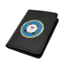Perfect Fit US Coast Guard Medallion Double ID Leather Military Document Holder