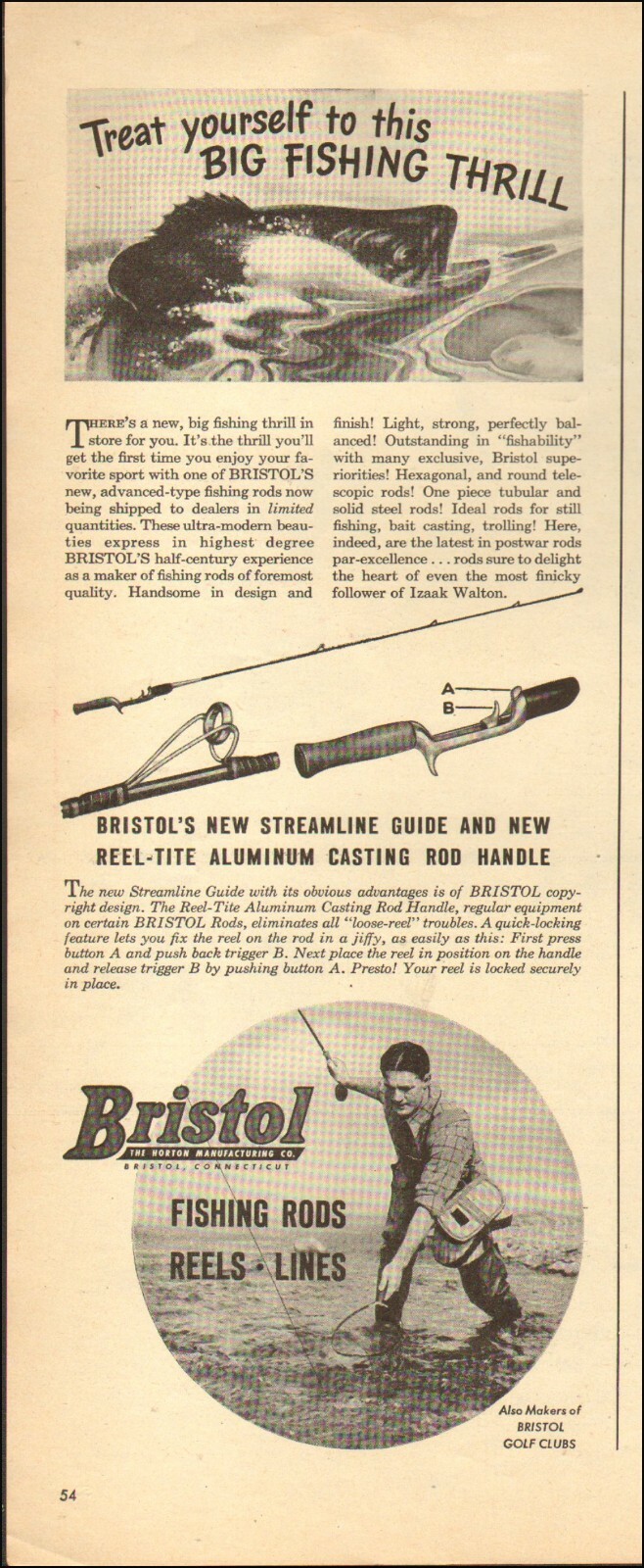 1940's Vintage ad for Bristol Fishing Rods Reels Lines photo retro    11/30/21