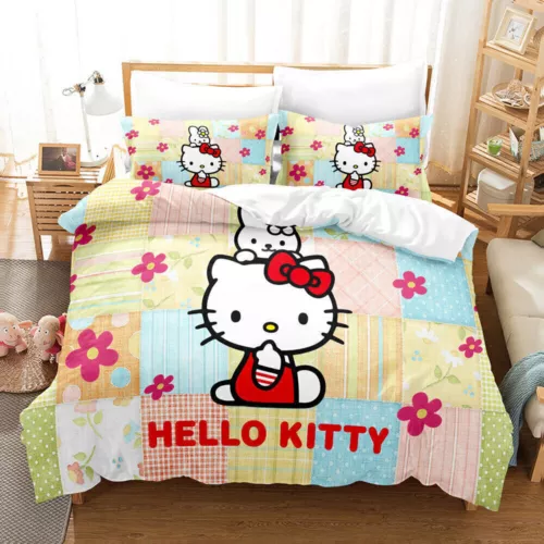 Hello@Kitty Set Biancheria da Letto Bambini Donna Ragazze Camera #Copripiumino Federa Set UK - Foto 16 di 47