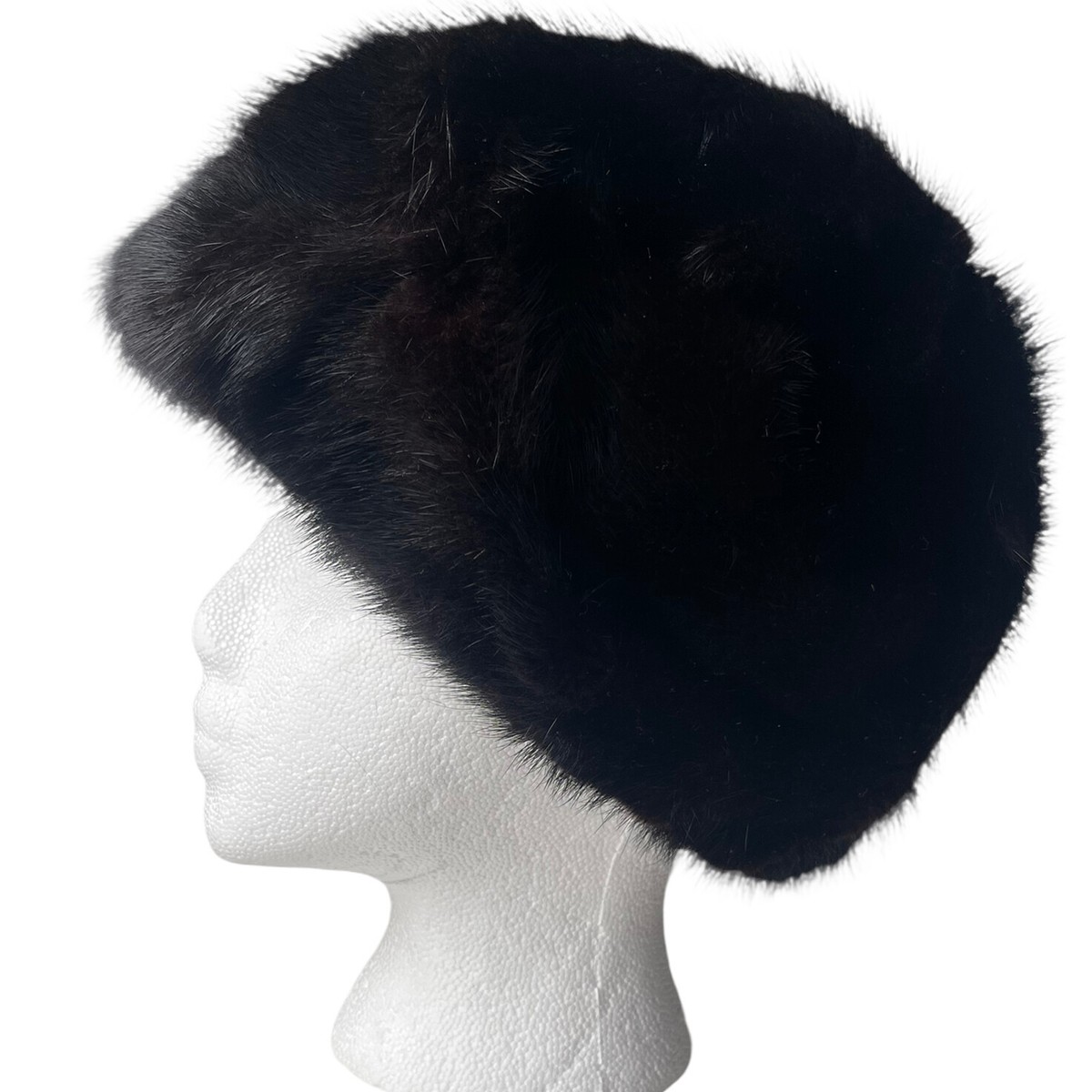 PCCVISION opium fur cap（black） Vintage Cossack Hat Womens One Size Black Genuine Fox Fur