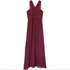 Bill Levkoff Ruched Chiffon V-Neck BridesmaidGown in Wine size 12 Style 1276
