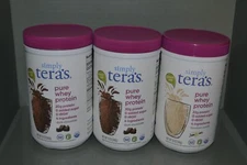 (3) Simply Teras Protein Whey Powder, 2 Flavors, 12 oz Each, BB 05/2026+