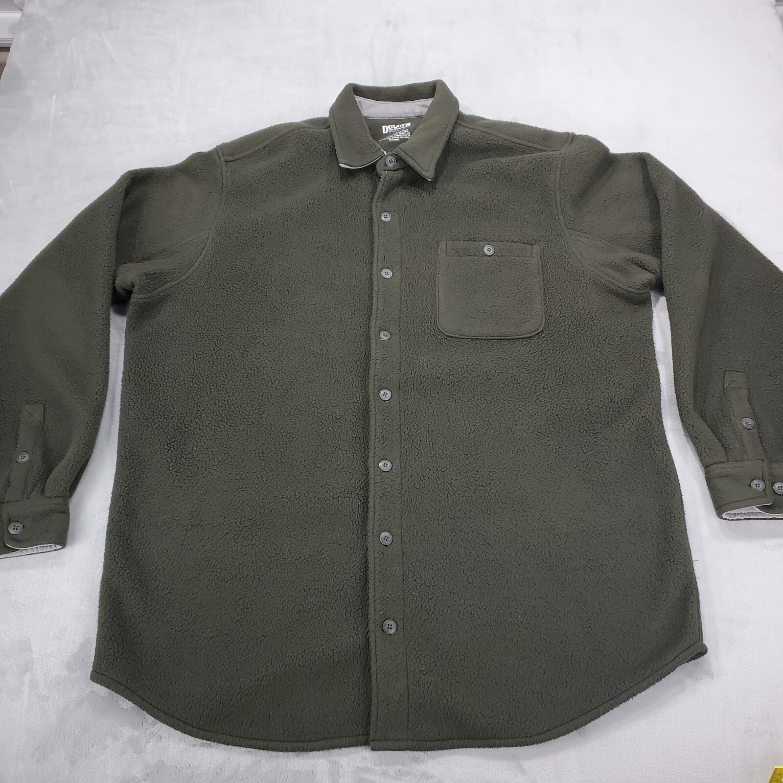 Duluth Trading Co Men's 100percent Polyester Fleece Button Up Shacket Size XLT Green
