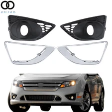 For 2010-2011-2012 Ford Fusion 4pcs Front Fog LIght Lamp Cover Black Bezel Trim