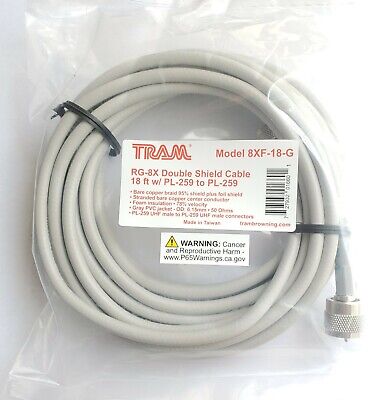 18' ft RG8X Tramflex Double Shield Coax Cable Jumper Assembly PL259 CB