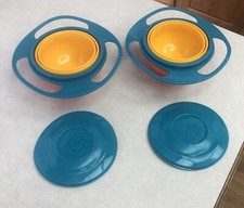 Gyro Bowl Funny 360 Degree Rotate Spill-Proof Bowls  Lids Feeding Without Mess