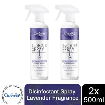 Cusheen Disinfectant Spray Anti-Bacterial All Purpose Lavender Fragrance,2x500ml