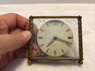 vtg brass JUNGHANS, Germany Seven Jewels alarm clock, works