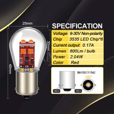 2pcs Ba15s Bay15d Ba15d Bau15s Led Light For Car Turn Signal Light 9-30v Red
