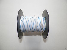 100 FOOT SPOOL 18 GAUGE GXL HI TEMP WIRE WHITE/BLUE STRIPE AUTOMOTIVE  FEET