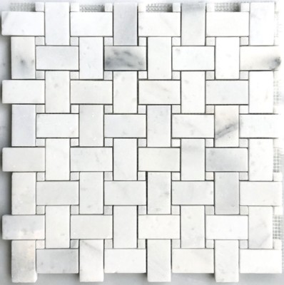Carrara White with Carrara White Marble Basketweave Floor Tile (BOX OF 10)