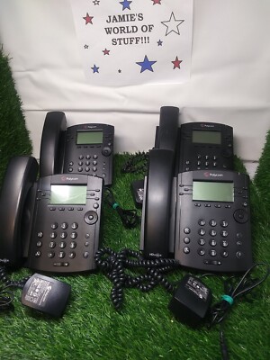 LPT OF 4 Polycom VVX 310 IP Business VoIP Telephones With Power Adapters (BB)