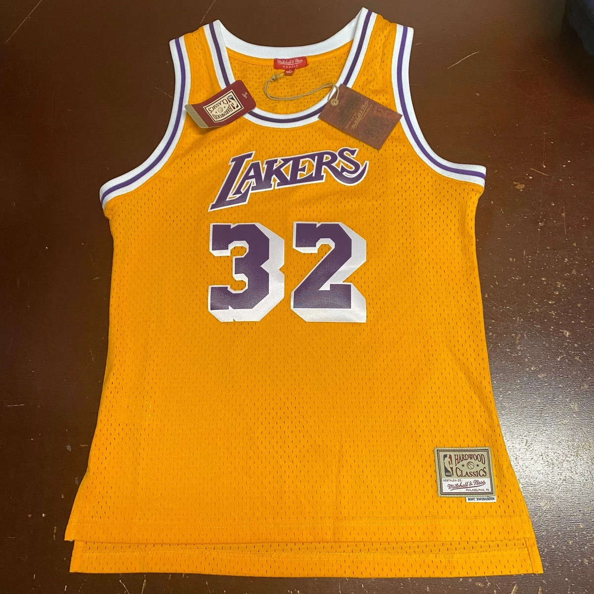 Women's Mitchell and Ness Los Angeles Lakers NBA Magic Johnson Hardwood  Classics Swingman Jersey