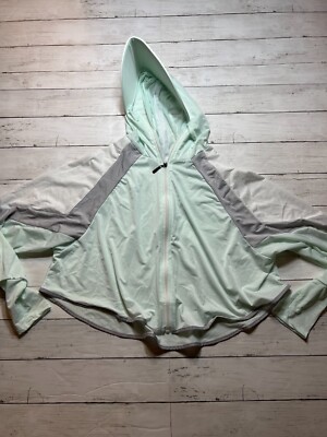 Women Multicolor Solid Full Zip W/ Visor Sun Protection Hooded Jacket Light Sz M