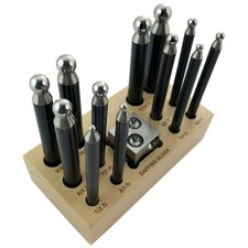 13 Dapping Punches Steel Doming Block 25mm Wood Storage Stand Set 824 