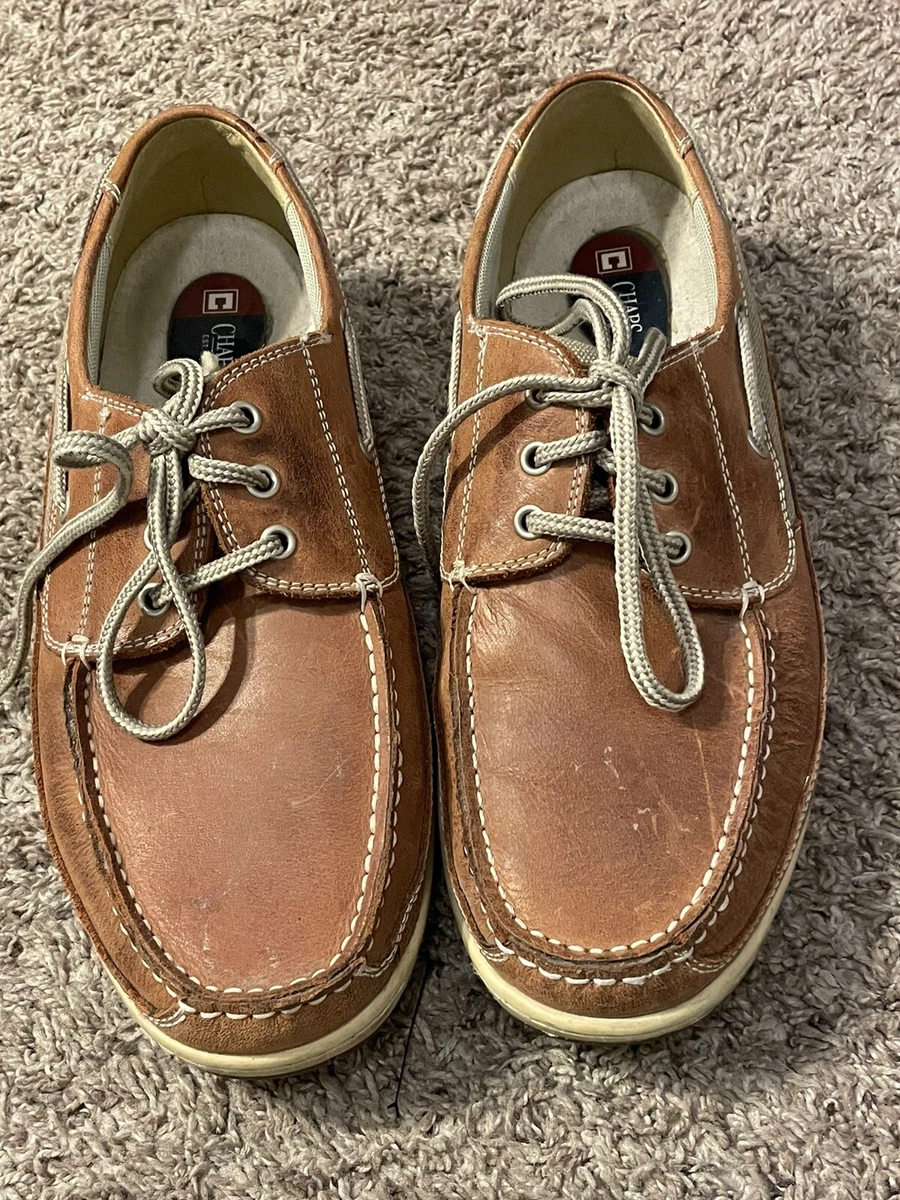 Chaps Boat Brown Leather and Canvas Shoes Mens Size 12M