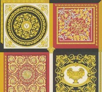 Versace Home Designtapete Rot Schwarz Gold Fliesen Barock 38704-6 (9,09€/1Qm)
