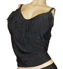 NWT LADIES Jessica Simpson BLACK FRINGE top ONLY Bathing Suit SWIMSUIT - 0X