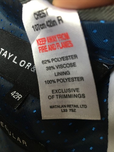 Mens Jacket 42R Taylor & Wright BN Polyester/viscose Dbl Vent Pit/pit 23" Casual - Picture 5 of 7