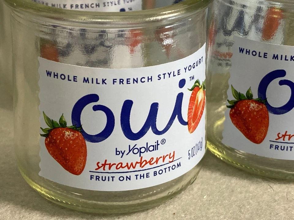 Empty Oui Yogurt Pots Lot of 12 w/Labels Clear Glass Jars for Crafts Candles - Image 2 of 4