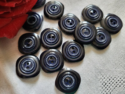 Lot De 12 Boutons Vintage Bleu Foncé - Diamètre 1,7 Cm - Occasion