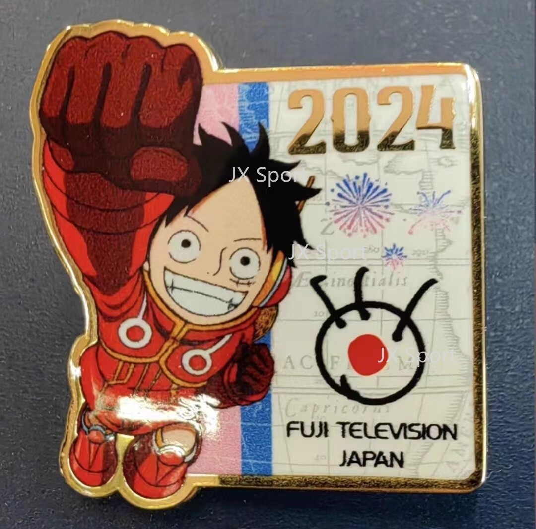 パリオリンピック・フジテレビメディアピンバッジ（ONE PIECEルフィ） Paris 2024 Olympic Japan Luffy Fuji Tv Media One Piece Pin Replica