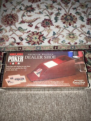 World Series of Poker Premium Wooden Dealer Shoe w/ 2 Decks New Complete In Box