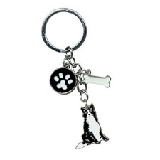 Dog Car Keychain, Cool Key Ring, Portable Metal Keyring Charm, Memorial Collie