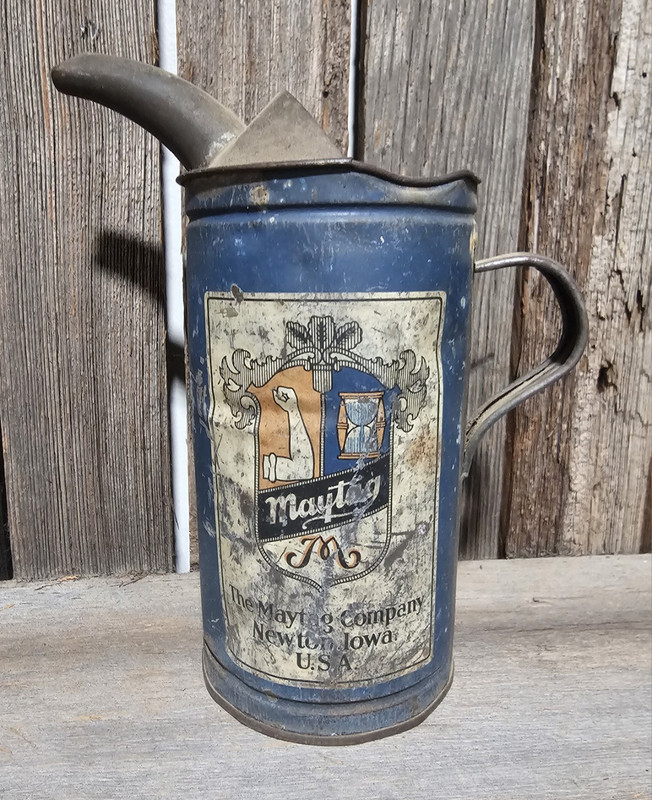 Maytag Vintage Fuel Mixing Can Multi-Motor Advertising Tin Blue/White Oil
