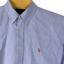 Ralph Lauren Button Down Men 17 34/35 Blue Yarmouth 100 Cotton Oxford Shirt