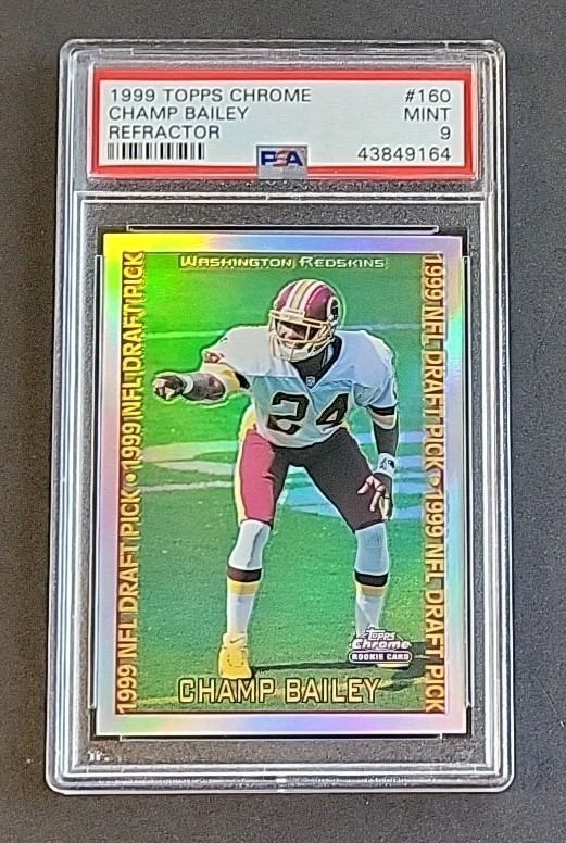 Champ Bailey 1999 Topps Chrome NFL Draft Pick #160 Refractor RC PSA 9 MINT HOFer