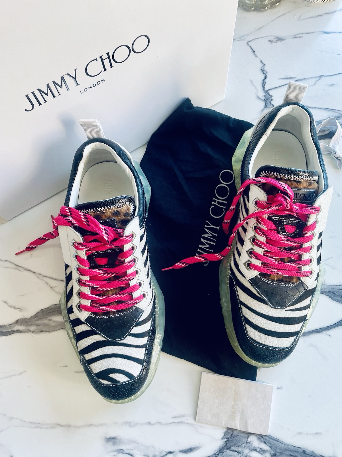 Sneaker uomo Jimmy Choo zebrata e leopardo pony stampa diamante taglia 42 9