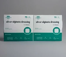 Silver Alginate Wound Dressing, 4"x4" (10) Packs, FDA Approved FAST SHIP!!