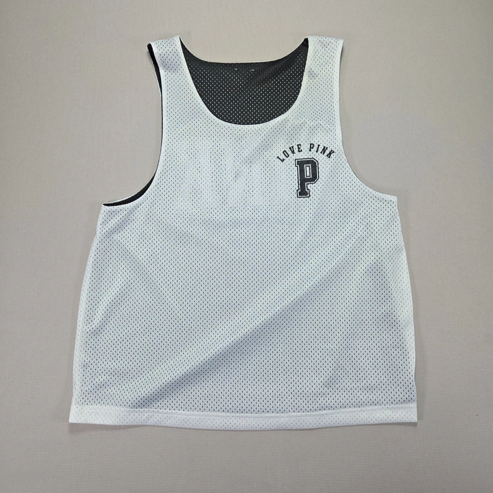 Camiseta sin mangas de malla reversible ROSA Victoria's Secret negra blanca S Foto 4 de 4