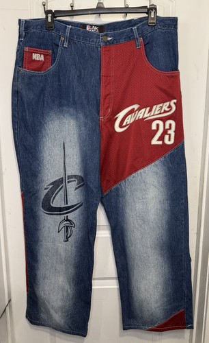 VTG Y2K UNK Denim NBA Cavaliers LeBron James 23 Baggy Jeans 40x30 NWOT