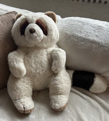 HUGE 1983 Etone White Albino Plush Raccoon EC - 21''