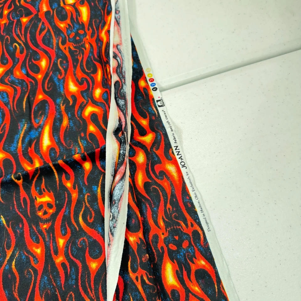 joann quilting cotton red fire flames skulls  42x87 2.4 yard - Image 4 of 4