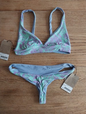 NWT IMSY Claire Triangle Bikini Top & Leia Bottom Blue Floral Set Size Small